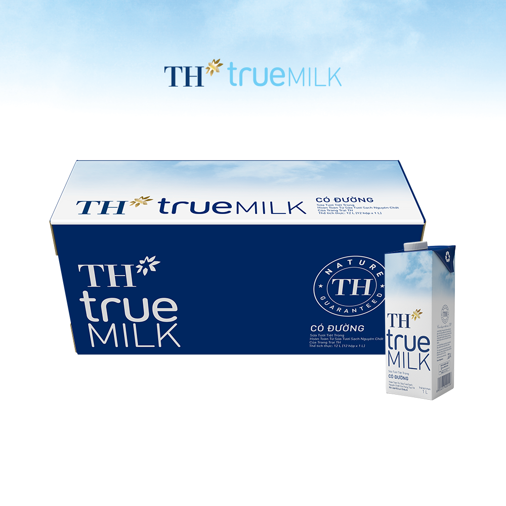 Thùng 12 hộp sữa tươi tiệt trùng có đường TH True Milk 1L (1L x 12)