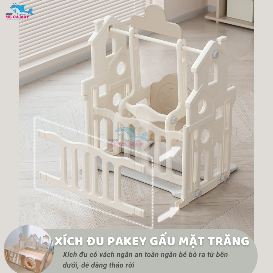 Quây Cũi Nhựa SET FULL VIP 2023 Gấu Mặt Trăng - Kèm Cầu Trượt -Xích Đu -Nhà Lều, Quây Nhựa Dày Dặn Bảo Hành 1 Năm