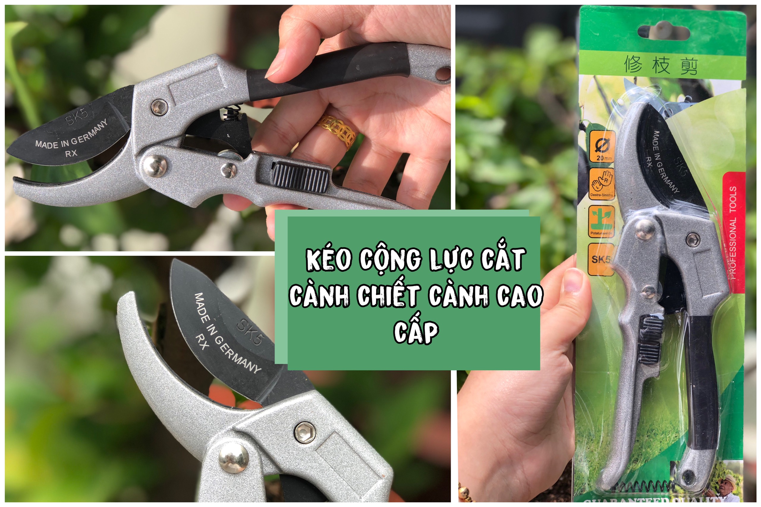 Kéo cộng lực cắt cành chiết cành cao cấp SK-5 làm bằng thép SK-5