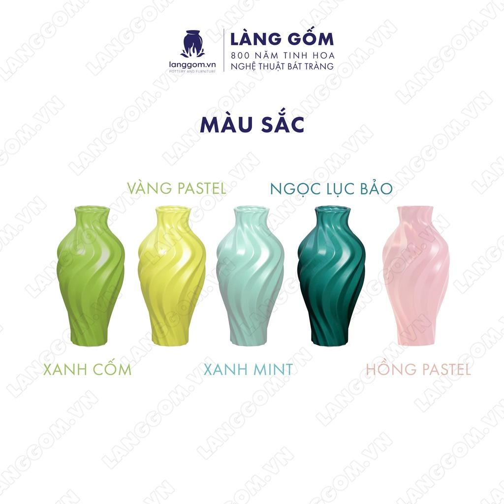 Bình hoa, lọ hoa Gốm sứ Bát Tràng cao cấp Men mát lượn sóng dùng làm quà tặng, trang trí - Làng Gốm Bát Tràng