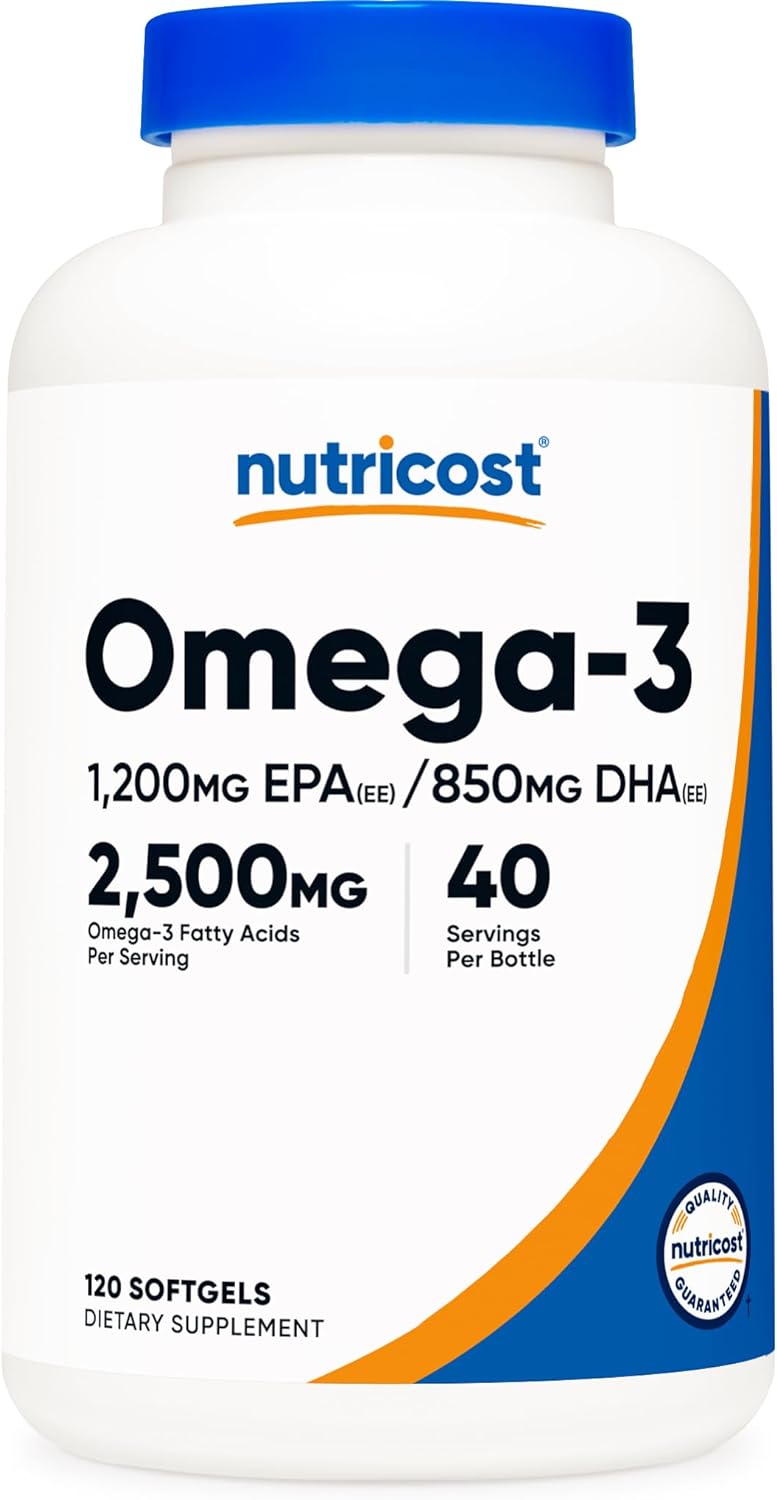 Nutricost Omega 3 250mg EPA DHA (120 Viên) - Bổ Trợ Mắt, Não, Tim Mạch, Đẹp Da Của Mỹ