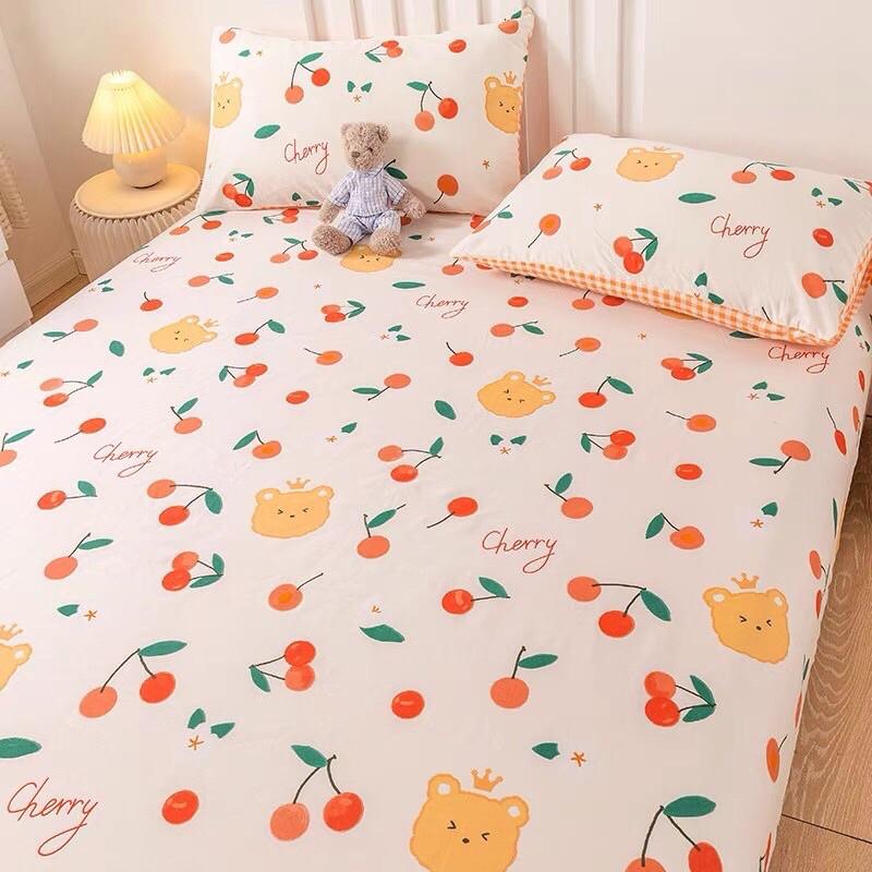 Ga Gối Cotton 100% Hàng Nhập Khẩu 3 Món Thỏ Hồng dành cho bé gái