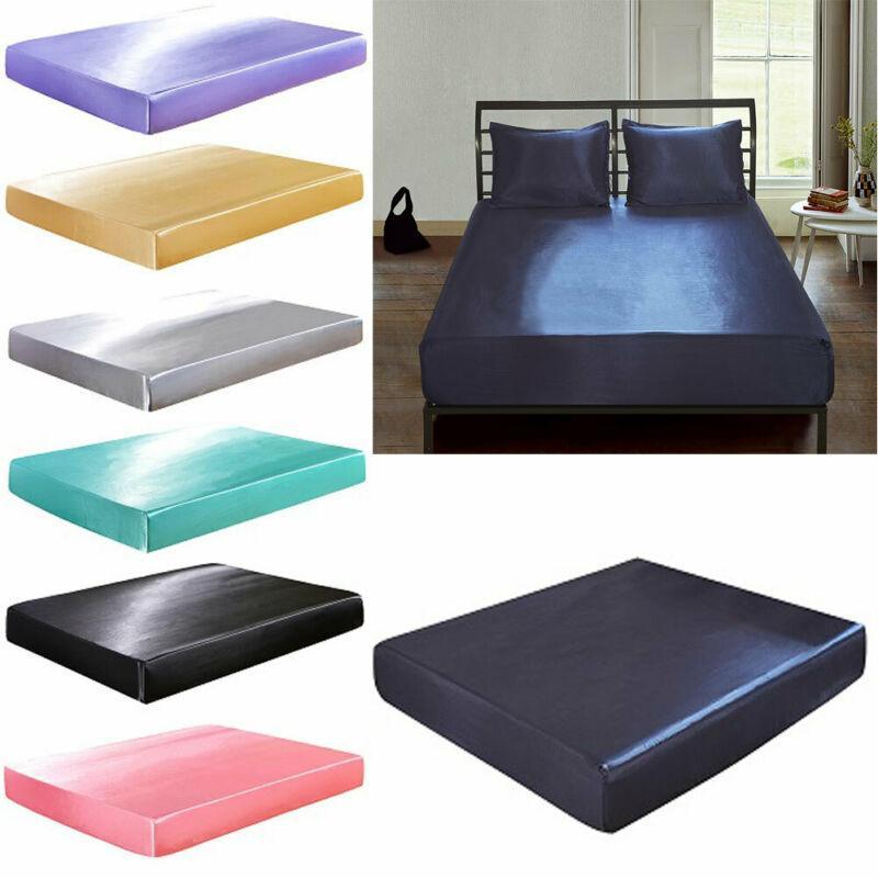 Faroot Lụa Satin Giường Trang Bị Tấm Thun Tờ Polyester & Cotton Giường Đơn Tấm Trải Giường Bộ