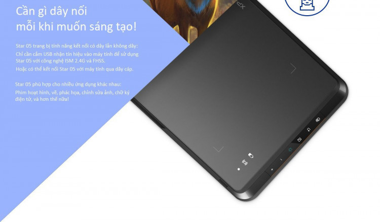 Bảng Vẽ Điện Tử XP-Pen Star05 8x6 inch Wireless, 6 Nút Cảm Ứng, Bút Stylus Không Sạc Chính Hãng (Tặng Găng Tay Họa Sĩ)