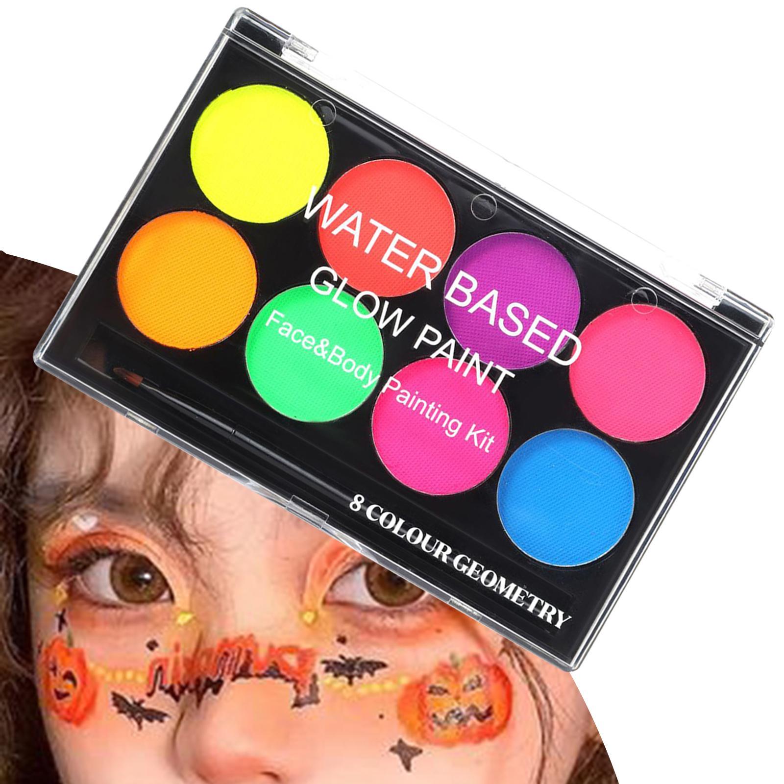 Face Body Paint Facepaint 8 Colors with Painting Brush Face Painting Pigment for Halloween Party Dress up Festival