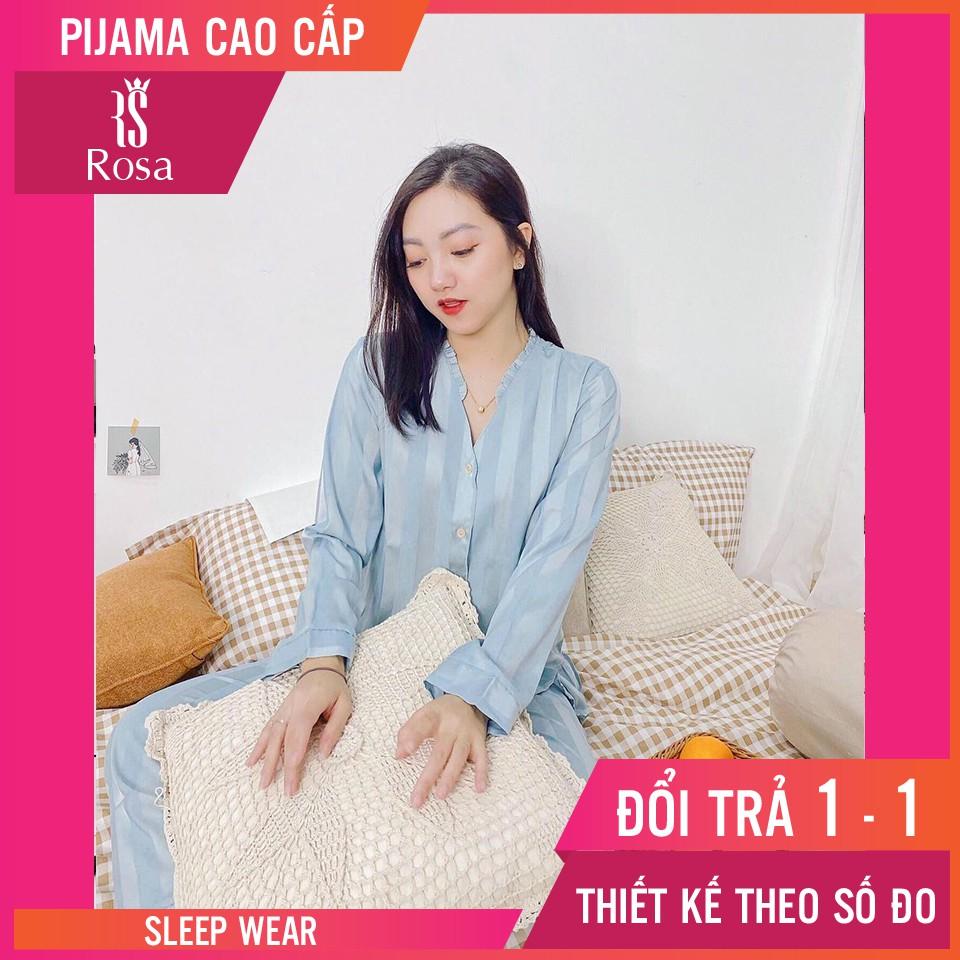 - Set Pijama Lụa Gấm Bèo Xanh Cao Cấp - Mã D313