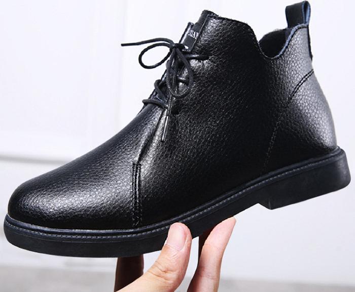 Lady's Leather Ankle Boots Low tube lace-up locomotive boots