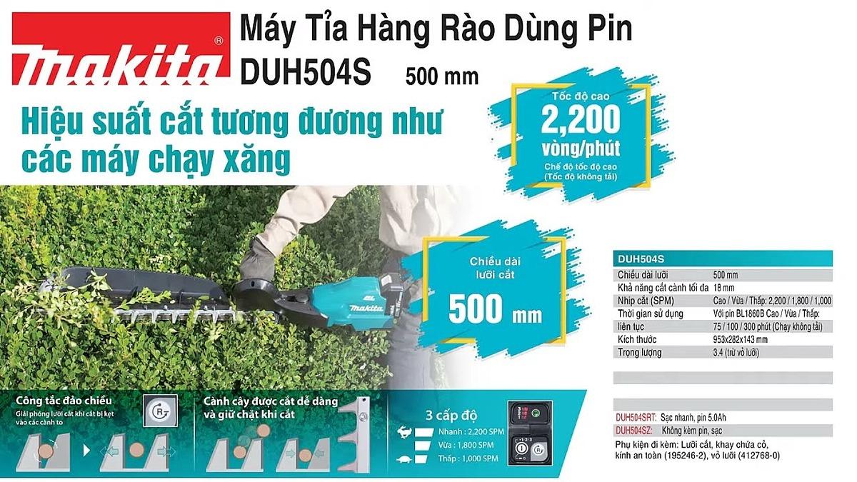 MÁY TỈA HÀNG RÀO DÙNG PIN 18V 500MM MAKITA DUH504SZ (KHÔNG KÈM PIN VÀ SẠC) - HÀNG CHÍNH HÃNG