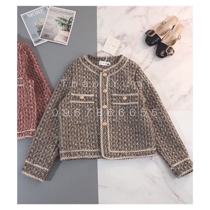 áo khoác dạ tweed ánh nhũ khuy đồng hàng SDD