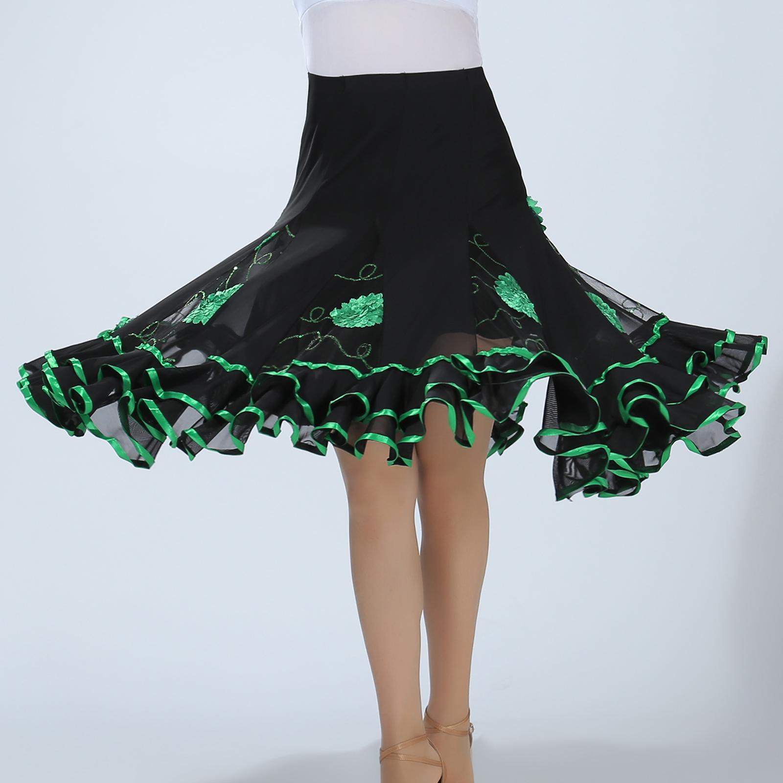 Ballroom Dance Skirt Dancing Costume Stage Performance for Women Green