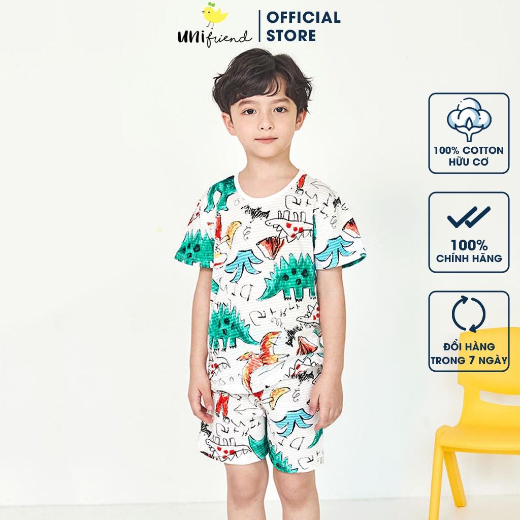 Bộ đồ ngắn tay mặc nhà cotton giấy cho bé trai U3002 - Unifriend Hàn Quốc, Cotton Organic