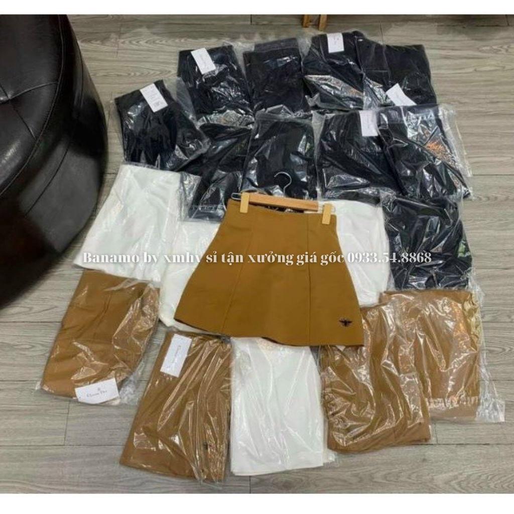Chân váy thêu con ong cạp lưng cao dáng chữ A kiểu xòe phồng siêu đẹp thơi trang váy thêu ong 5345