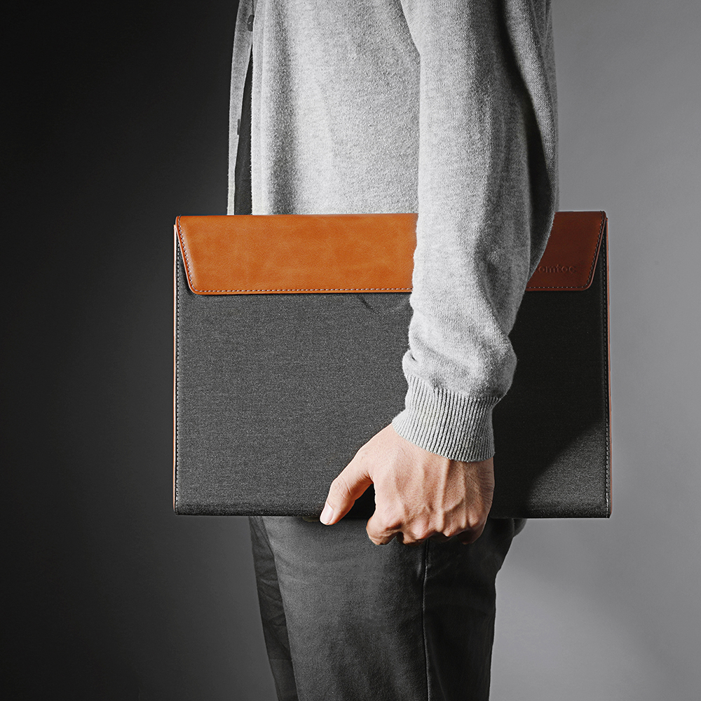 Túi chống sốc Tomtoc Premium Leather For Macbook Pro/Air M1 13/15/16Inch Gray - Hàng chính hãng