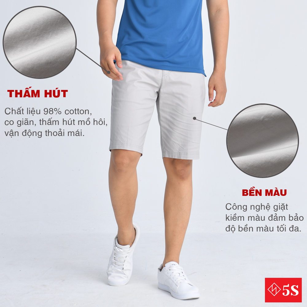 Quần Short Nam Kaki 5S (6 màu), Chất Liệu Vải Kaki Cotton, Bền Màu, Co Giãn Tốt (QSK21050)