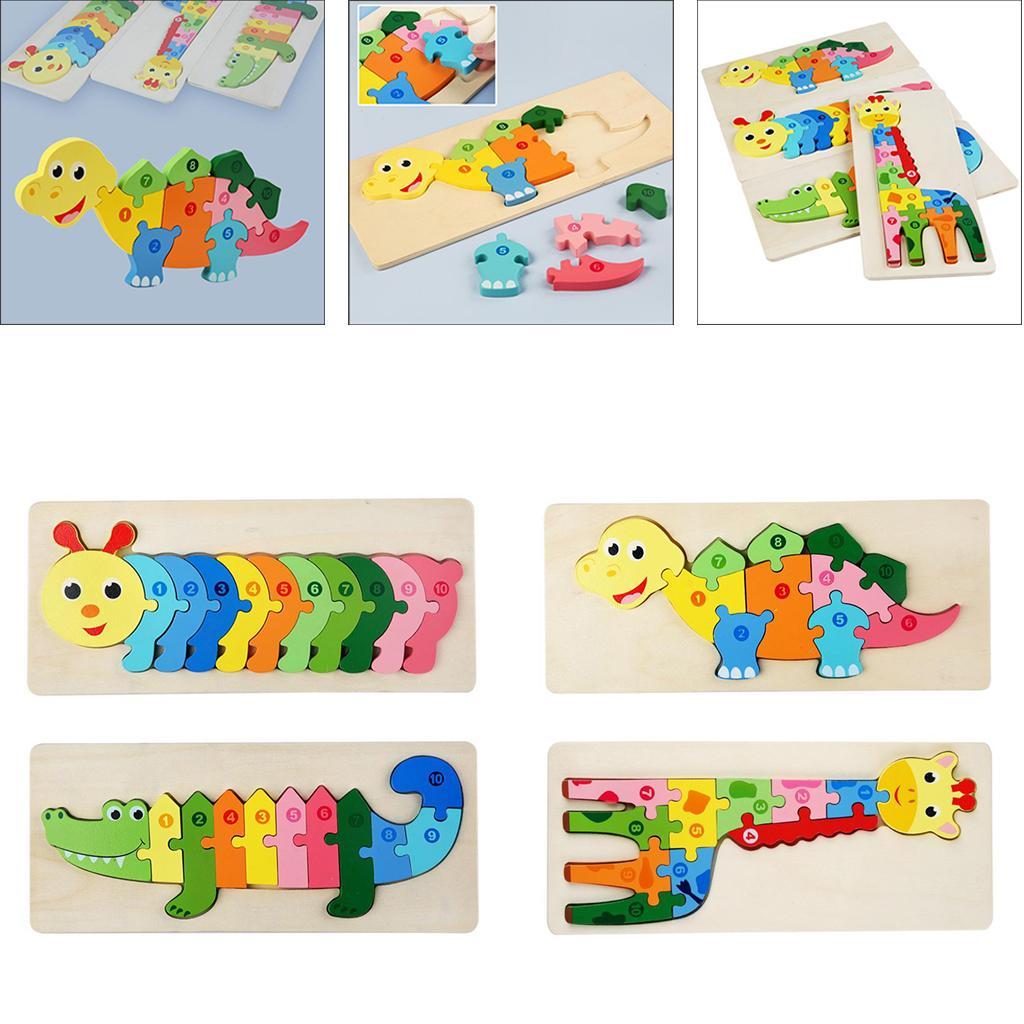 Wooden Number Puzzle Sorting Board Blocks Matching