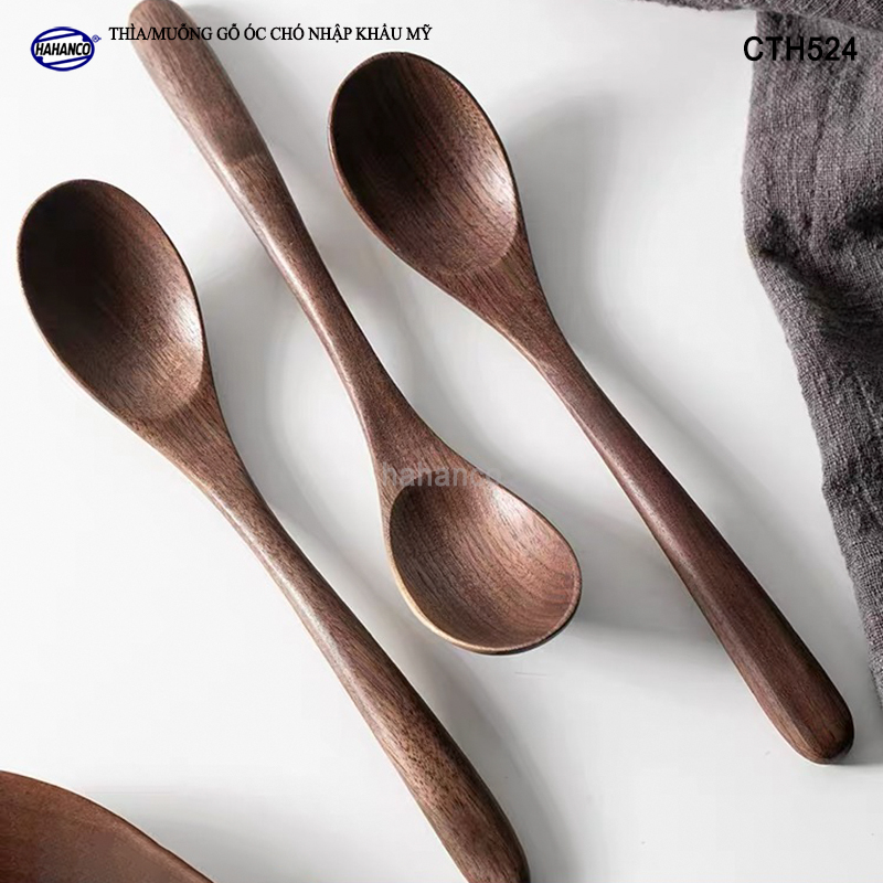 Thìa/Muỗng ăn súp gỗ Óc Chó CTH524 - Phụ kiện thìa gỗ vừa sử dụng chụp ảnh hoặc decor trang trí cho nhà hàng, món ăn