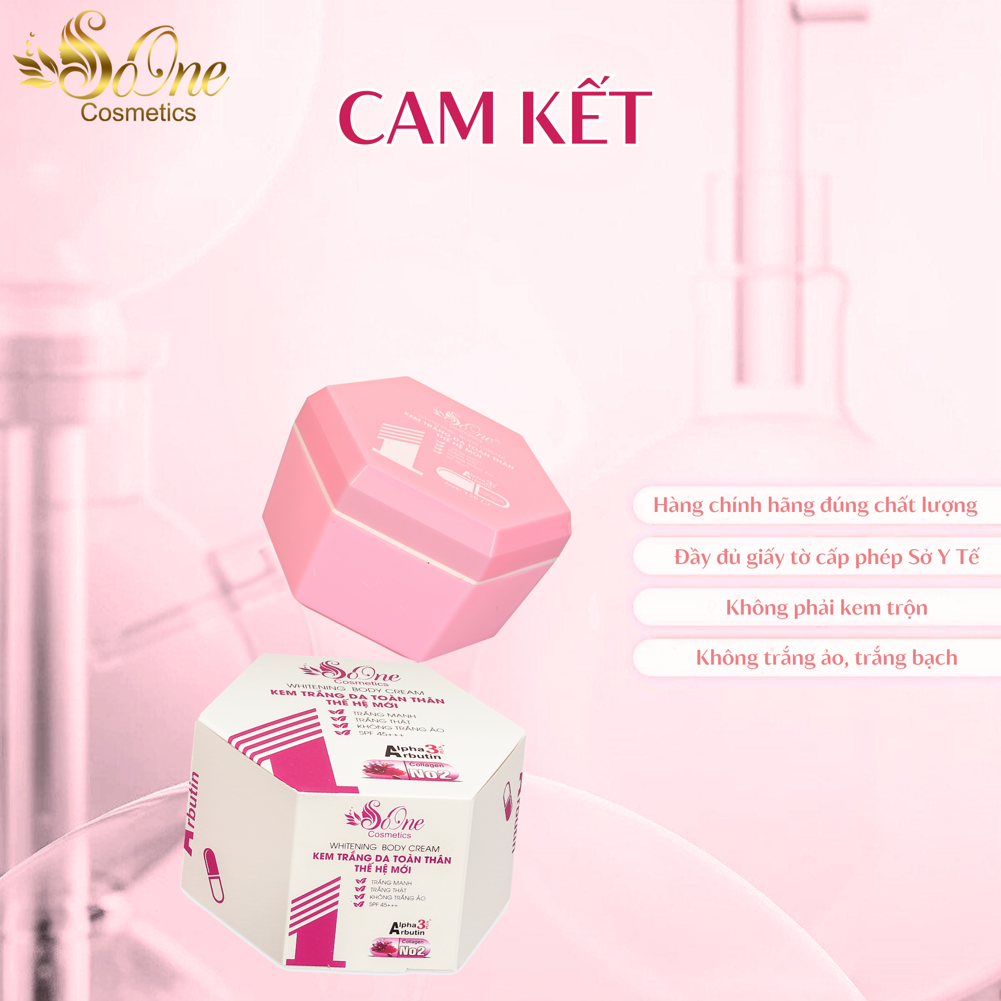 Kem Body SoOne Dưỡng Trắng Da Toàn Thân Thế Hệ Mới Hộp Màu Hồng - 150ml