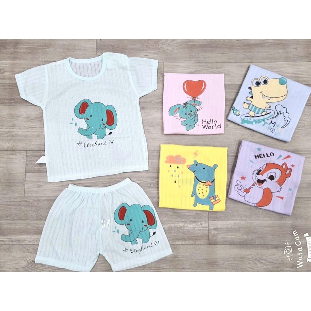 Sét 5 bộ quần áo chất sợi tre màu thấm hút mồ hôi- trẻ em-sơ sinh cho bé