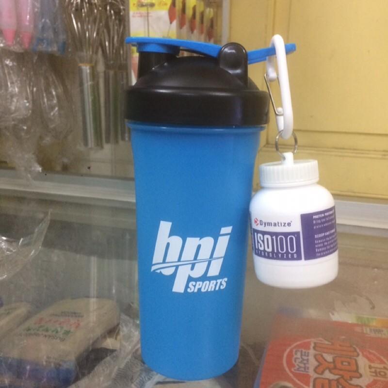 Bộ 2 sản phẩm bình đựng nước shake bottle và hộp đựng sữa bột ishake protein funnel ON Gold