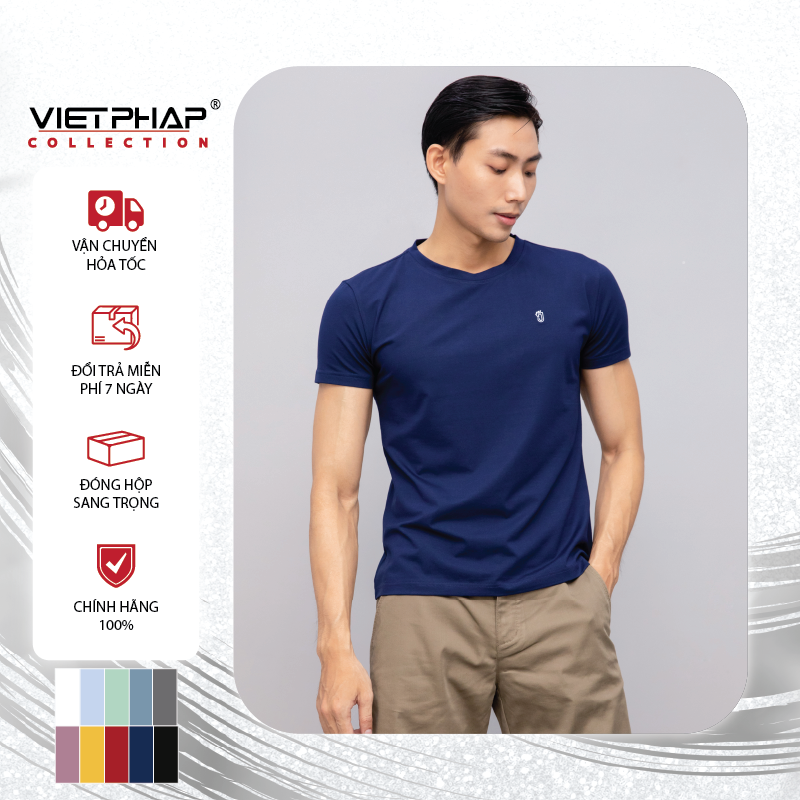 Áo Thun T-shirt Nam Cao Cấp VIỆT PHÁP/ Form Body - Chất liệu Cotton co giãn 4 chiều, thấm hút mồ hôi tốt 1501