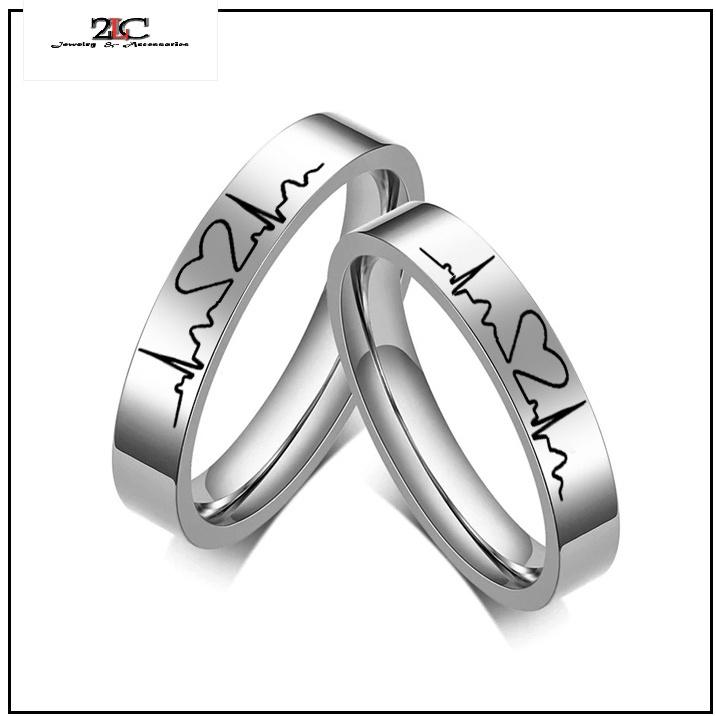 1 Chiếc Nhẫn inox Nhịp tim thời trang, Nhẫn đôi (Mua 2 chiếc tặng kèm hộp nhẫn)- QCNC01