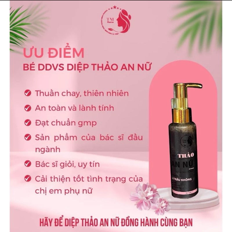 Dung dịch vệ sinh Diệp Thảo An Nữ giúp làm sạch nhẹ nhàng, cân bằng độ pH, giảm mùi hôi và ngăn ngừa viêm nhiễm nấm ngứa