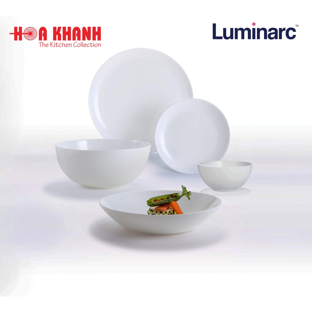 Đĩa Thủy Tinh Luminarc Diwali Trắng 19cm đựng thức ăn, cường lực, chịu nhiệt - Bộ 3 đĩa - N3603