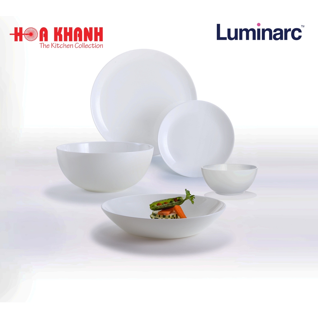 Tô Thủy Tinh Luminarc Diwali Trắng 21cm đựng thức ăn, cường lực, kháng vỡ - Bộ 3 cái - N3976