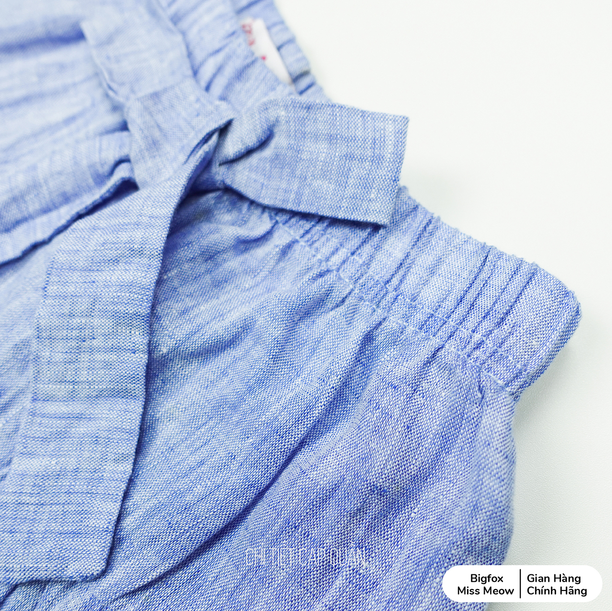 Quần short đùi nơ eo bé gái Bigfox Miss Meow size đại kiểu Hàn Quốc, quần xuất dư cho bé vải linen mềm cỡ 7-11 tuổi 30kg