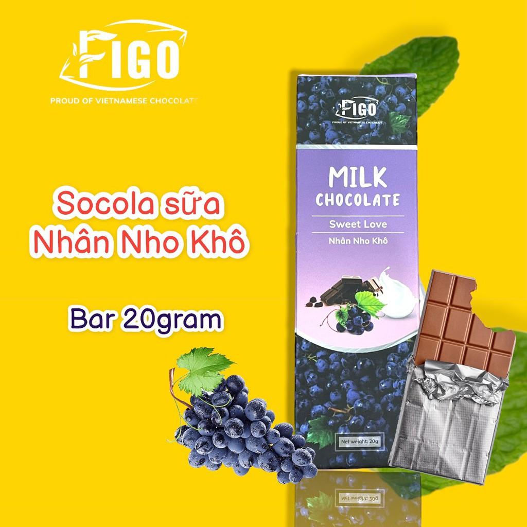 Kẹo socola sữa nhân Nho Khô siêu ngon Figo, đồ ăn vặt văn phòng