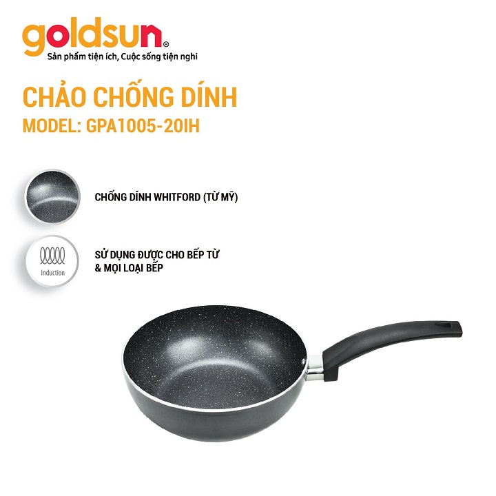 Chảo Chống Dính Sâu Lòng Gold.sun  Đường Kính 20 cm Dung Được Cho Bếp Từ