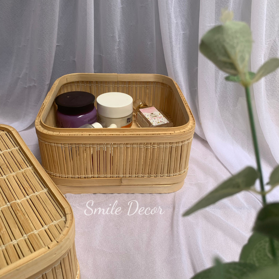 Hộp tre có nắp Smile Decor đựng phụ kiện, mỹ phẩm để bàn trang điểm - Bamboo box for jewelry, cosmestic