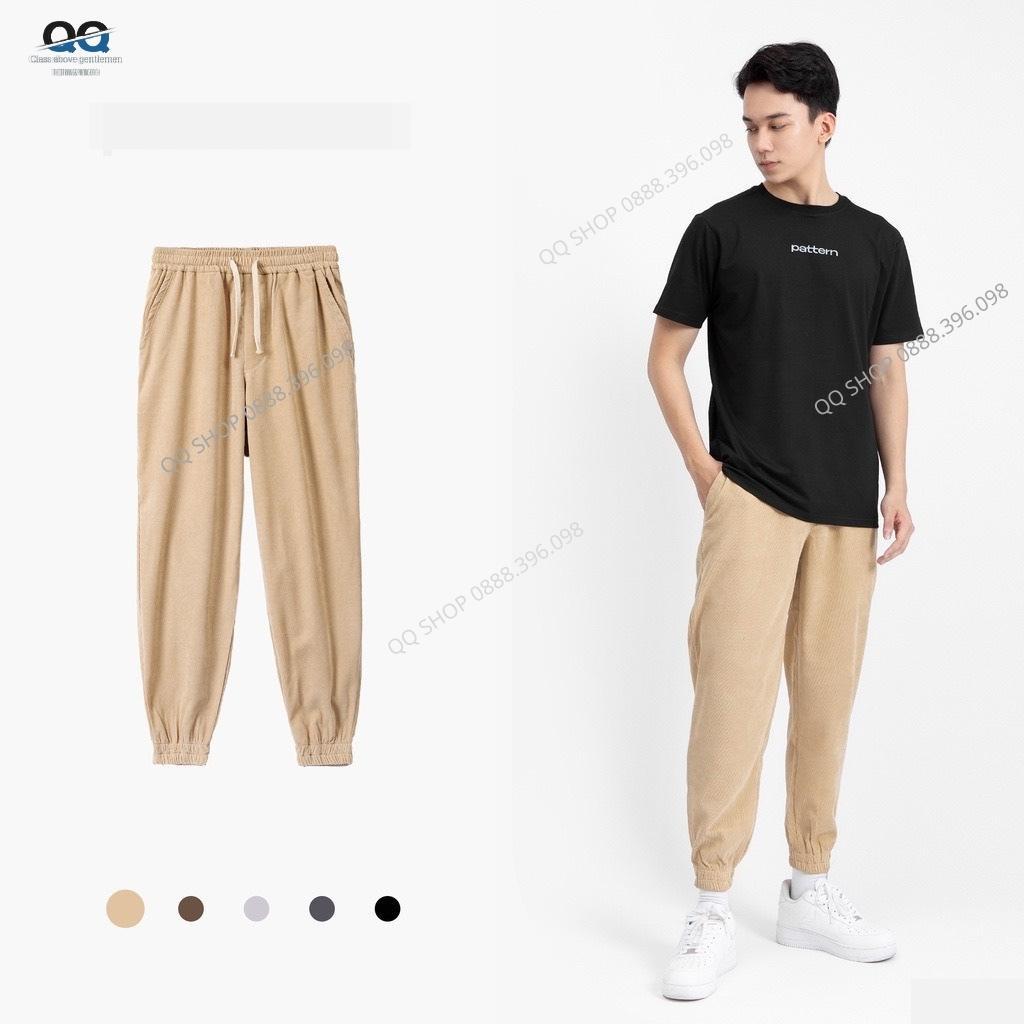 Quần jogger nam thể thao ống rộng chất nhung tăm unisex dày dặn phong cách QQ SHOP