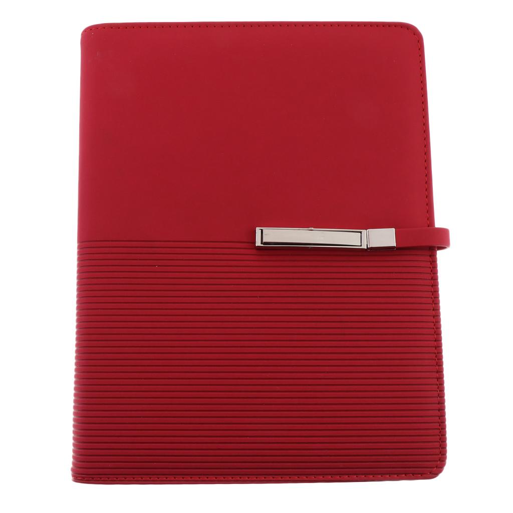A5 Size Leather Notebook Loose Leaf Memo Diary Notebook with Buckle Red