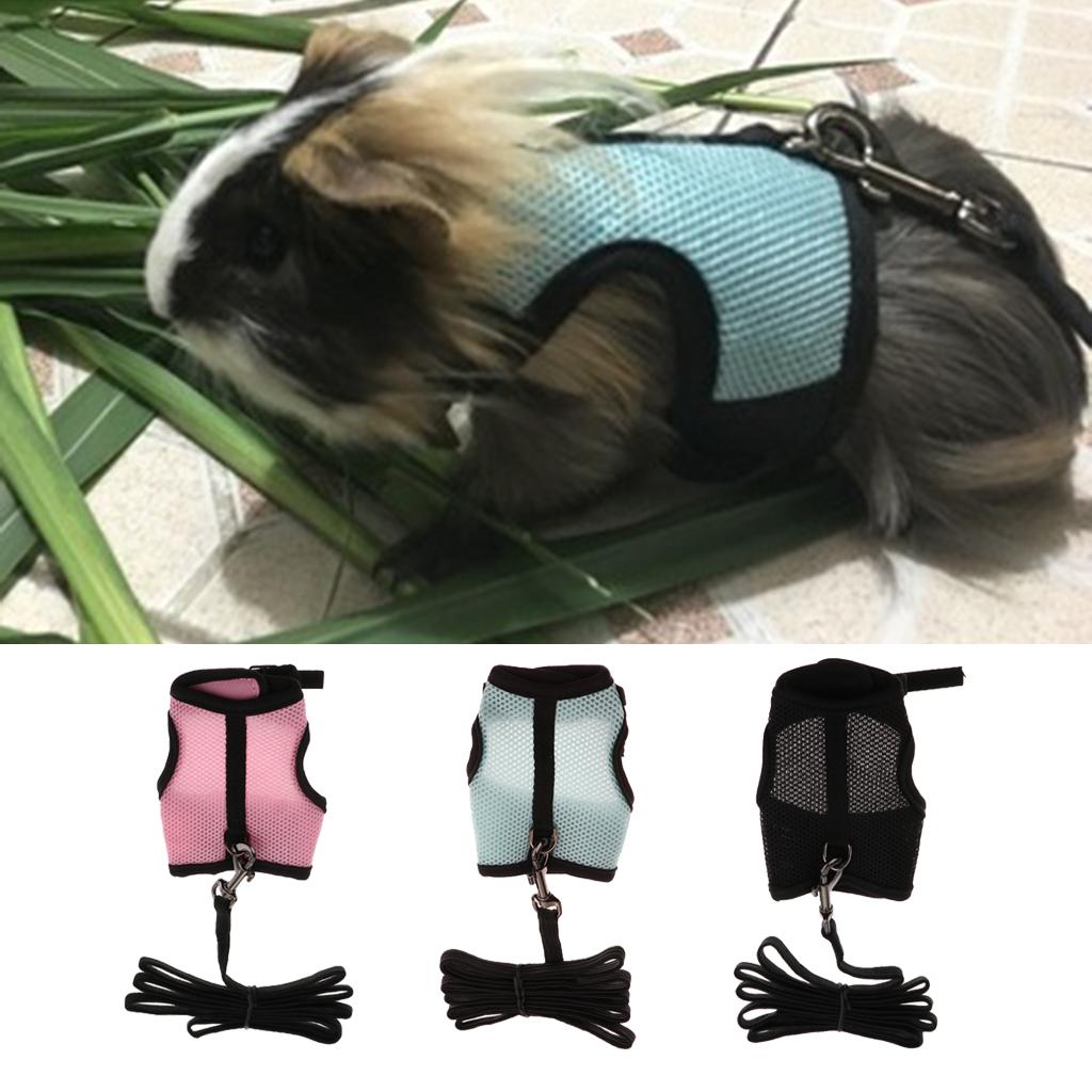 2x Hamster Rabbit Guinea Pig Rat Ferret Breathable Mesh Harness Leash Pink S