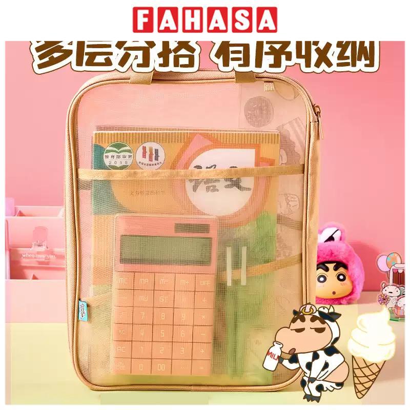 Túi Lưới Crayon Shin-Chan - Deli LB654 - Màu Hồng