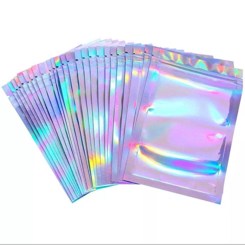 Túi zip hologram nhiều màu nhiều size, bán theo combo 5 túi