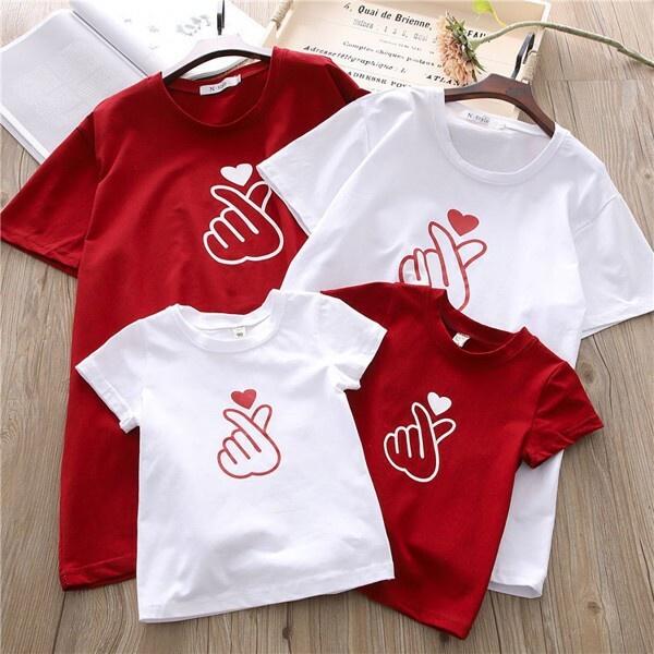 Áo thun gia đình 4 người họa tiết BẮN TIM SIÊU ĐẸP