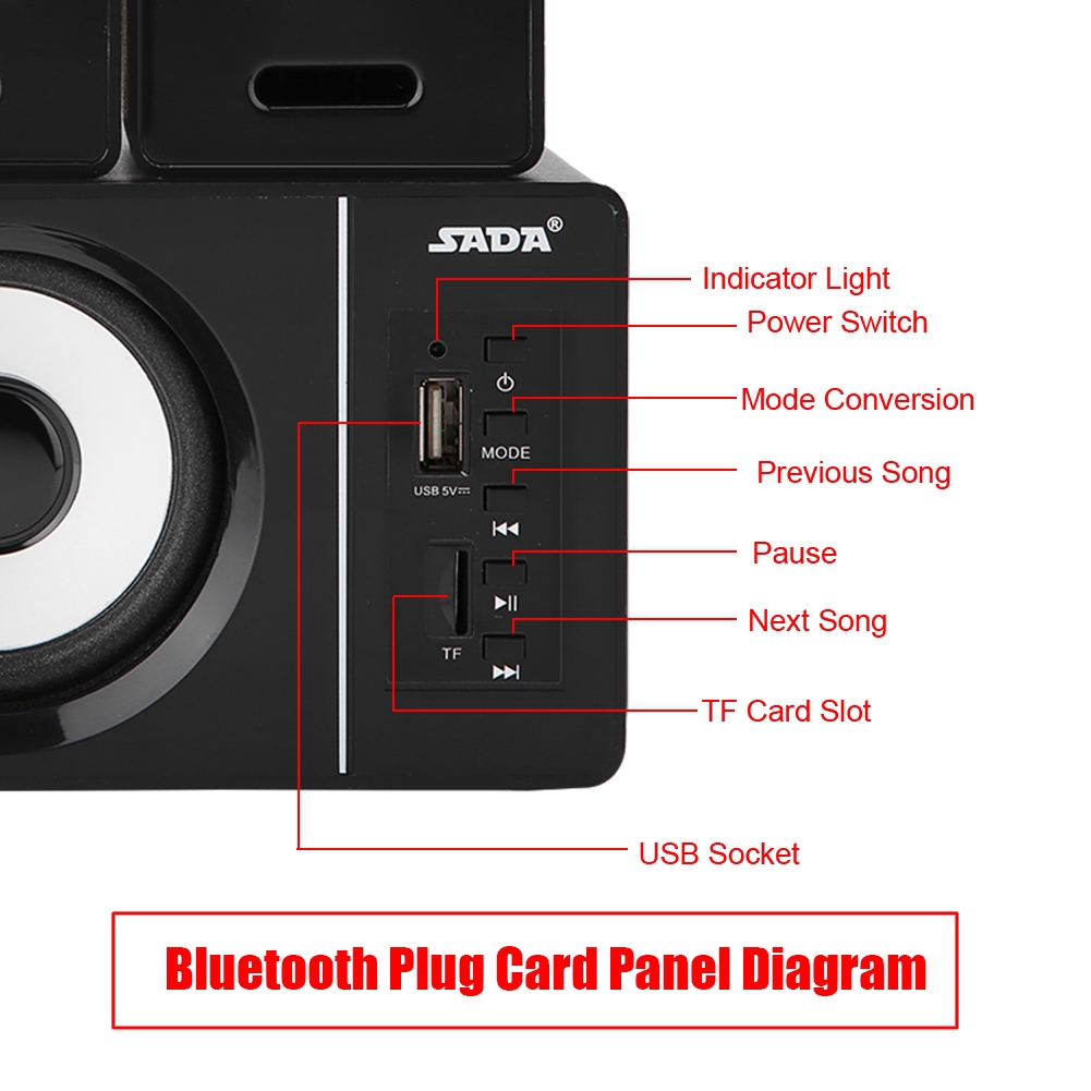 Hàng Chính Hãng - Loa Máy Vi Tính SADA D-200D, Hỗ Trợ Bluetooth, USB, Thẻ Nhớ