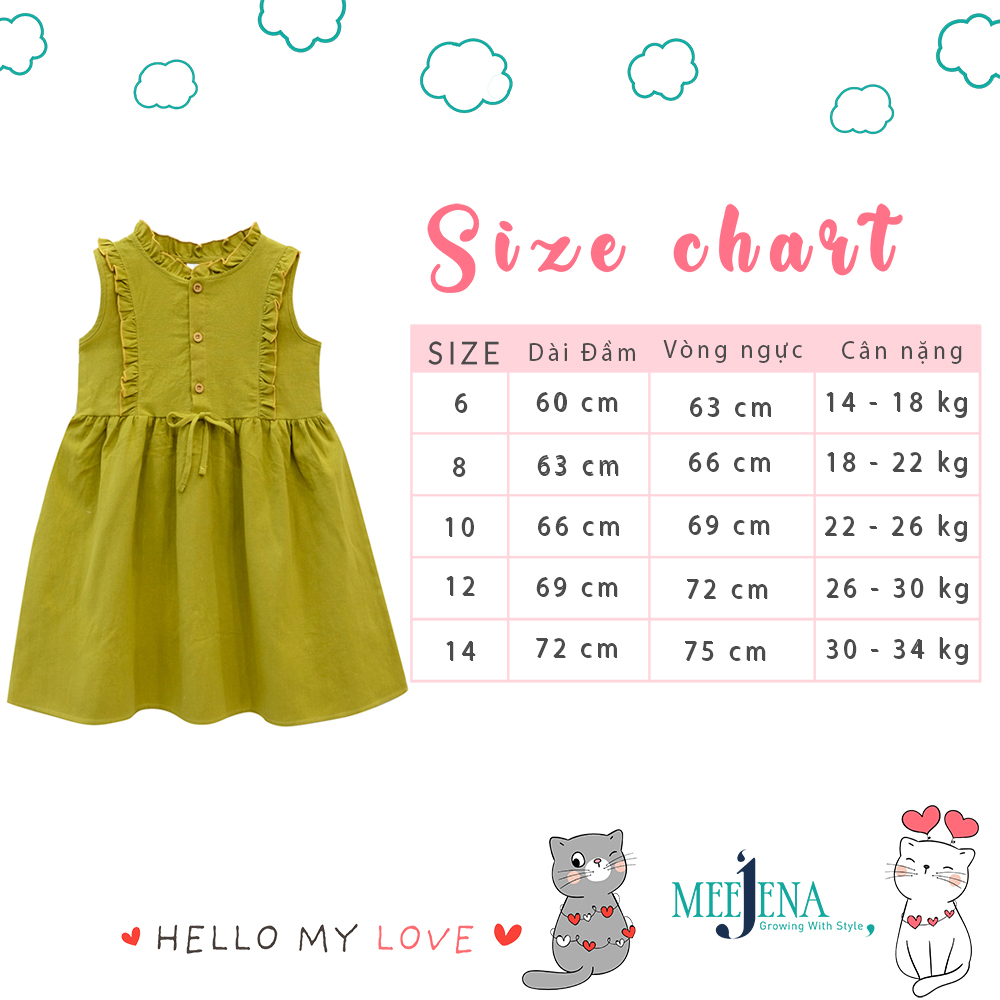 Hình ảnh Đầm bé gái - Váy cho bé gái sát nách từ 14 - 34 kg - MEEJENA 2645