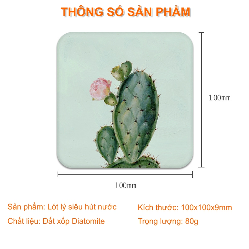 Miếng lót ly - Tấm lót ly, cốc siêu hút nước bằng đất xốp Diatomite họa tiết, thông điệp dễ thương - Chuột