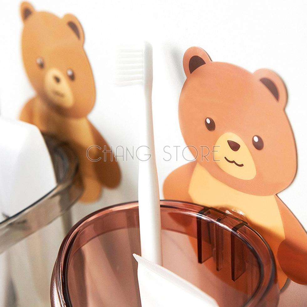 Ly cốc đựng bàn chải kem đánh răng dán tường hình gấu