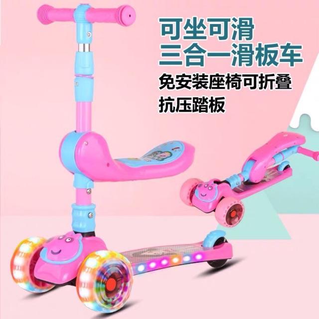 Xe trượt scooter có nhạc có đèn kiêm xe chòi chân 2 trong 1