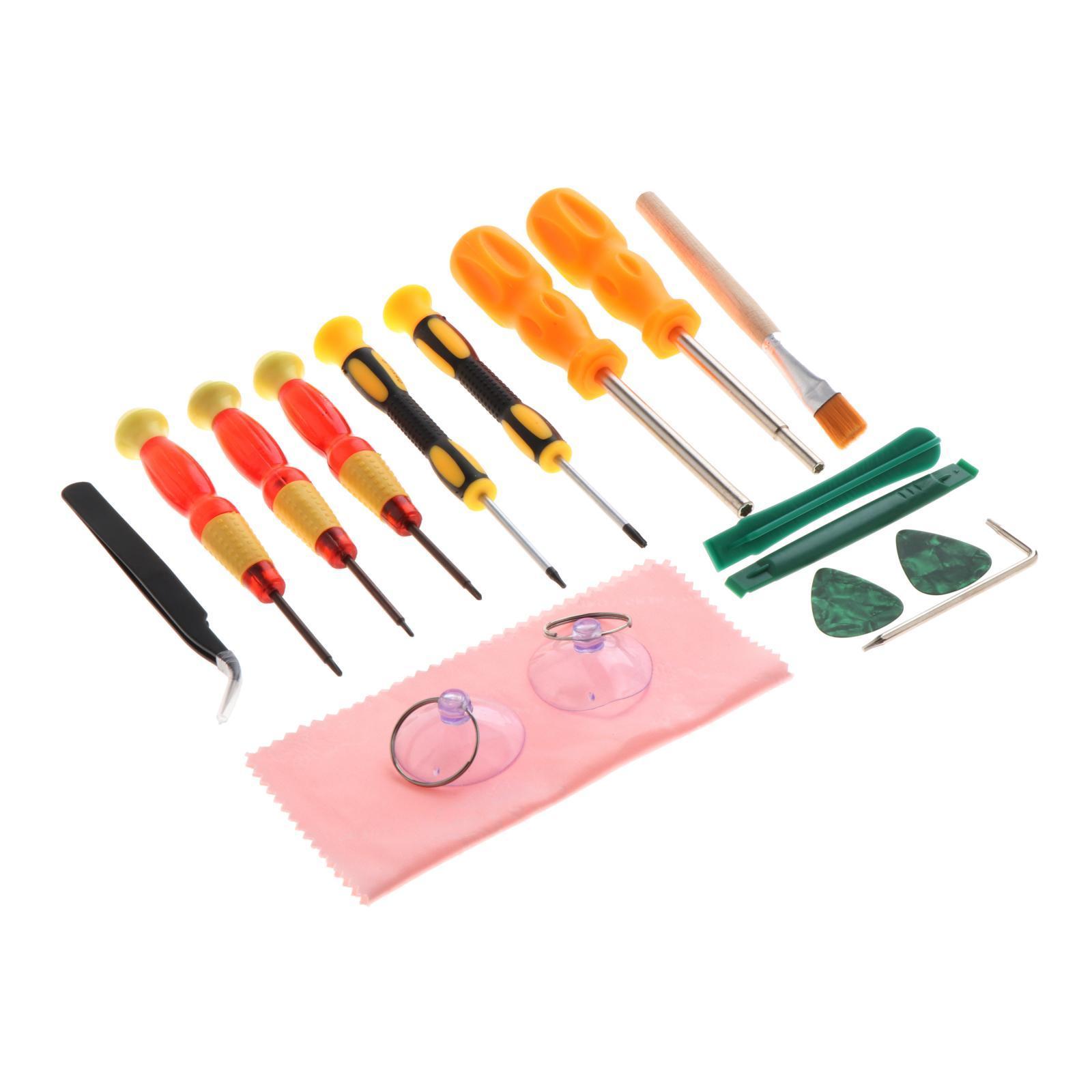 17 in 1 Screwdriver Repair Kit for Game Console Screwdriver Tool Set with Tweezer Triangle Opening Pick Cleaning Brush Pry Opening Repair Tools