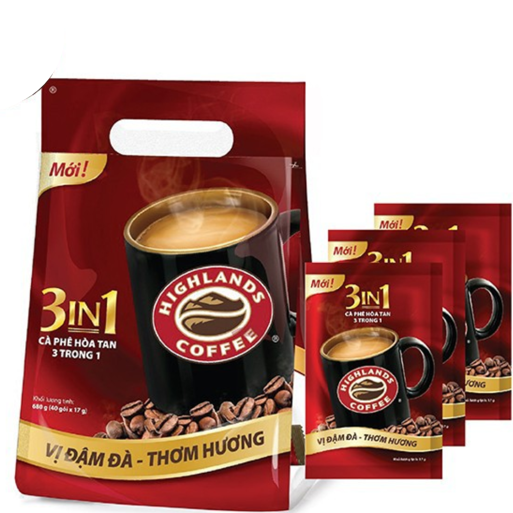 Cà Phê Highlands Coffee 3in1 Hòa Tan (50 Gói x 17g)