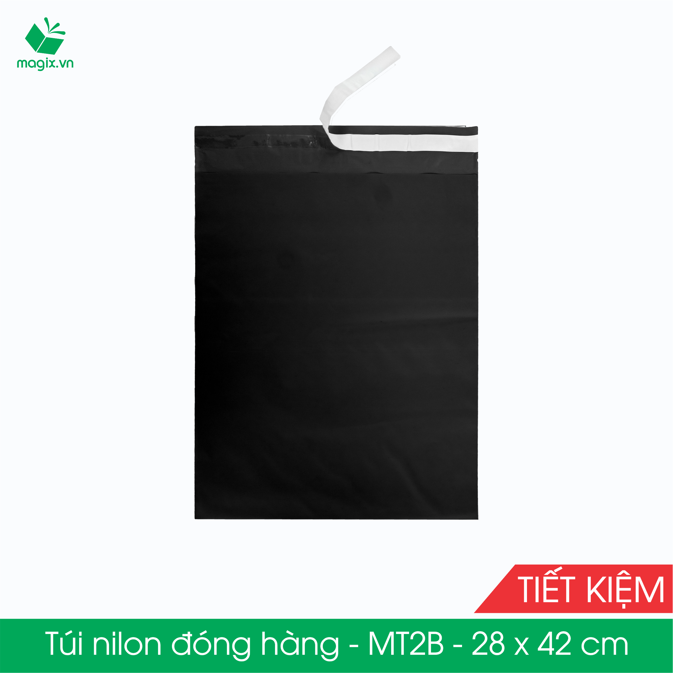MT2B - 28x42 cm - Túi nilon TIẾT KIỆM gói hàng - 100 túi niêm phong đóng hàng màu ĐEN