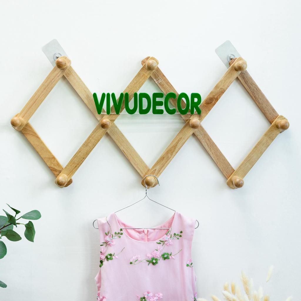 Móc Xếp Gỗ 10 Nhánh Tròn Vivudecor - Móc Xếp Thông Mình Biến Hình Phù Hợp Với Mọi Không Gian, Treo Tường Không Cần Khoan