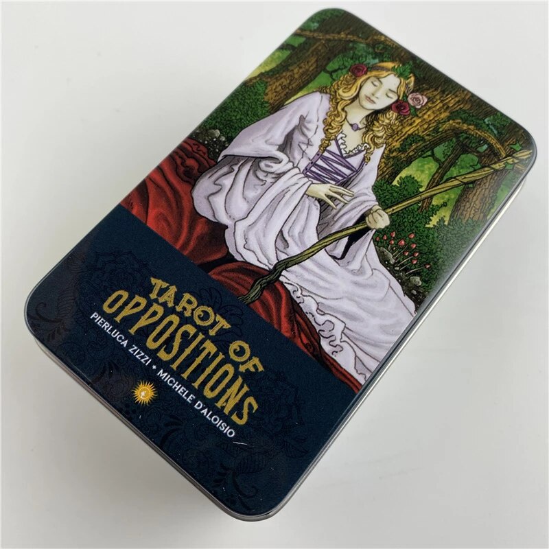 Bộ Bài Tarot Of Oppositions 78 Thẻ Mạ Màu, Hộp Sắt