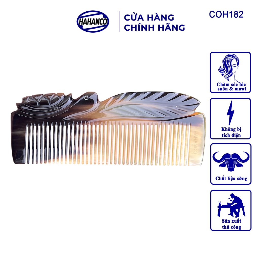Lược Sừng Màu Vân Nưa Bằng Đầu Rùa Tắm Nắng Đục Khắc Tinh Xảo - có thể bỏ túi - COH182