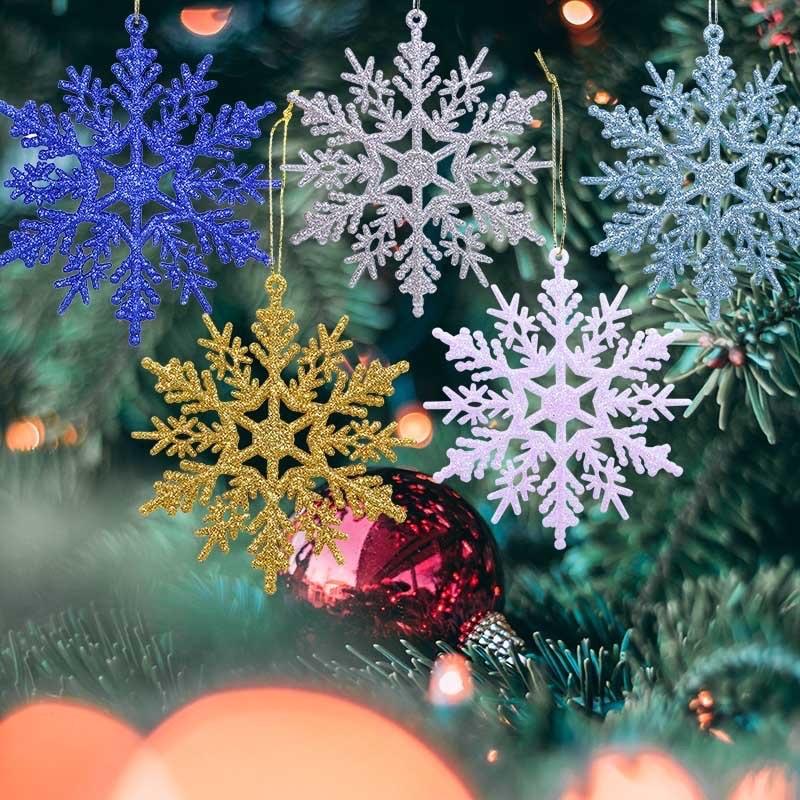 Sét 5 bông tuyết 10cm đỏ vàng bạc phụ kiện làm vòng nguyệt quế - treo cửa - trang trí cây thông noel ngày lễ giáng sinh